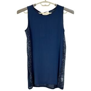 VDP Via Delle Perle NEW Blue Sleeveless Blouse Tank Top IT 42 Linen Silk Blend